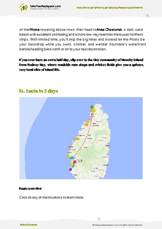 example page 4 from our offline Travel Guide for Saint Lucia